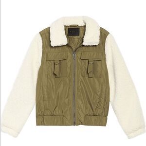 Blank NYC faux shearling sleeve utility bomber jacket size S